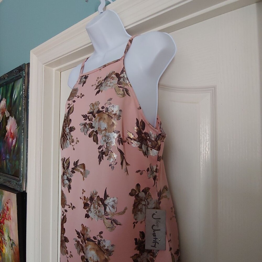 J. For Justify Pink Metallic Floral Sleeveless Summer Dress XL - Picture 8 of 13